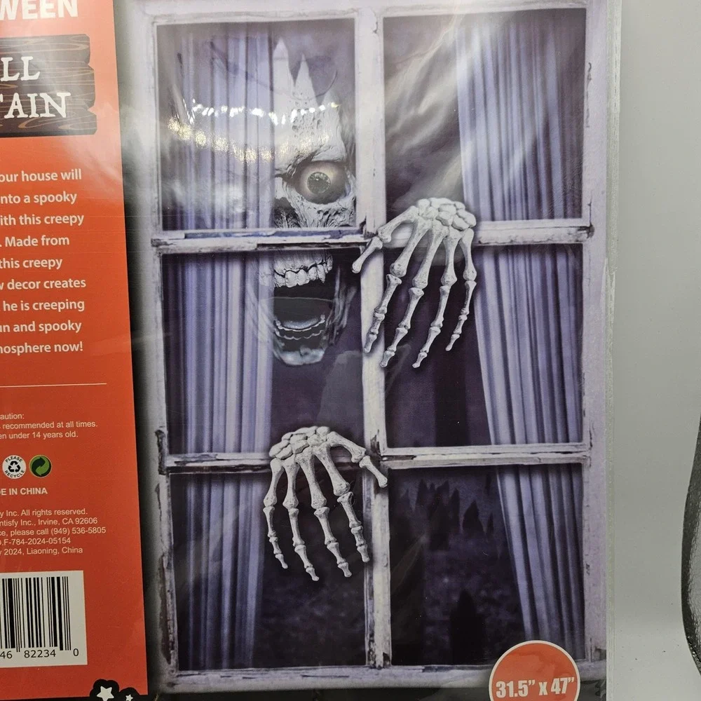 Halloween Skull Curtain Window Decor NEW